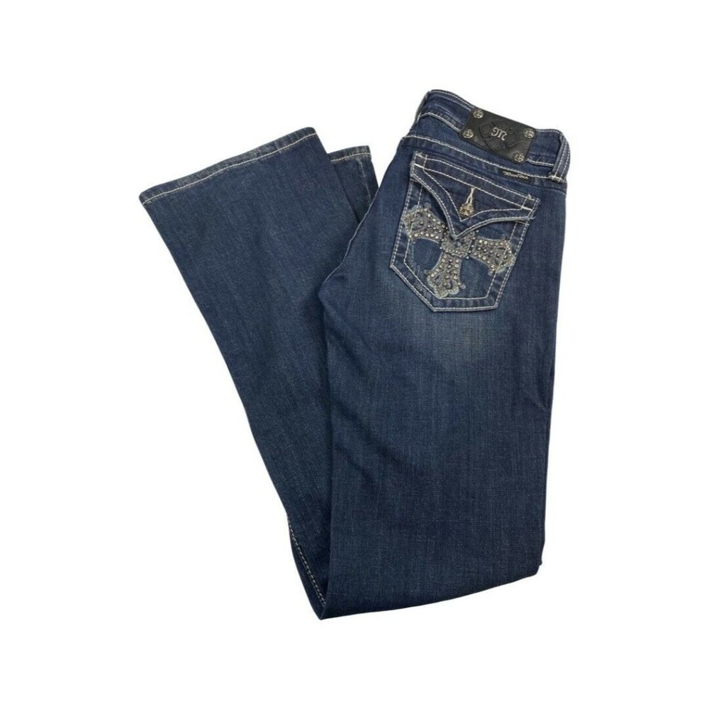 Miss Me Jeans Jewel Cross Flap Pockets Boot Cut Size 30 JP5046L